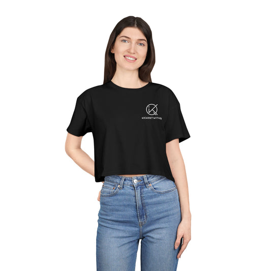 KickinitwithQ Women's Crop Tee (Black)